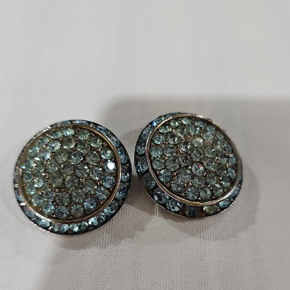 Unique Vintage Blue Crystal Stud Earrings